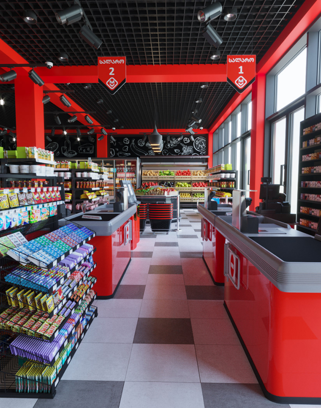 Стиль інтер'єру продуктового магазину
